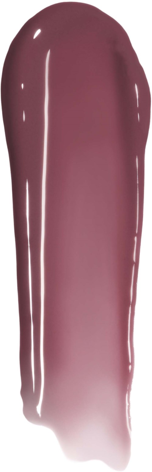 En prøve av blank rosa-beige neglelakk på nøytral bakgrunn.