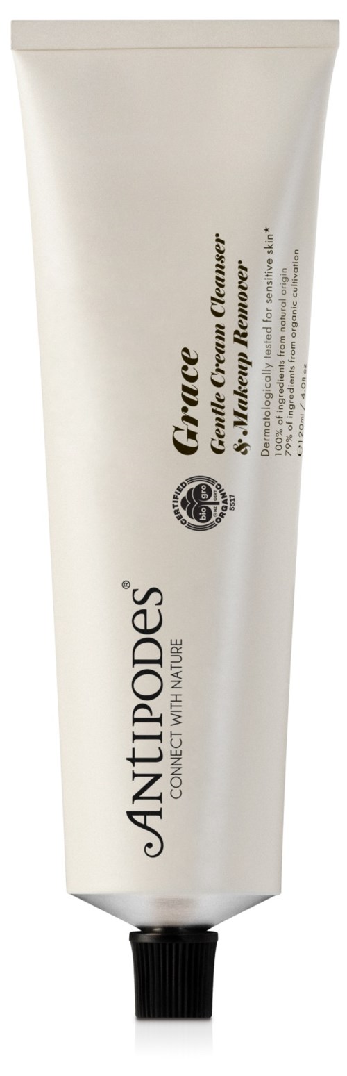 Ein weißer Tube Handcreme von anti-podes mit schwarzem Deckel, markiert mit Marken- und Produktdetails.