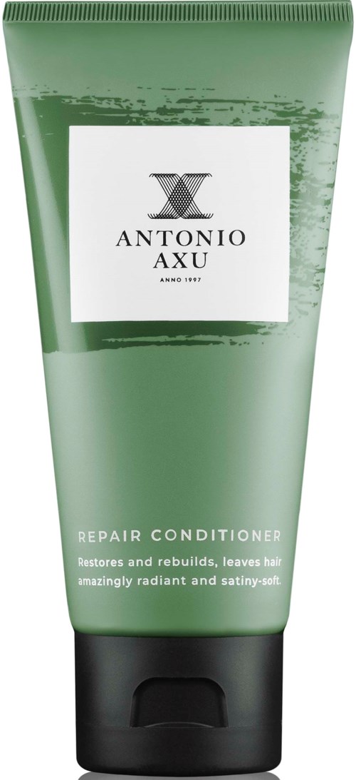 Vihreä tuubi Antonio Axu Repair Conditioner, tekee hiuksista kiiltävät ja pehmeät.