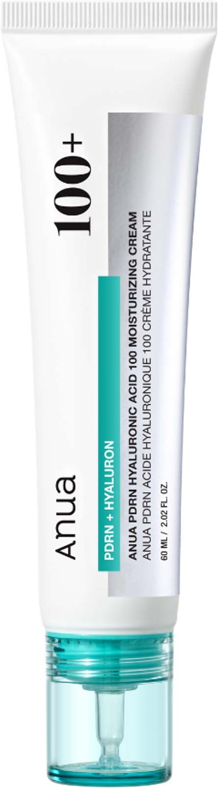 Tube med Anua Anua Peptide Ampoule Plus, en fuktighetsgivende krem for ansiktet og hudpleie, med et blågrønt lokk.