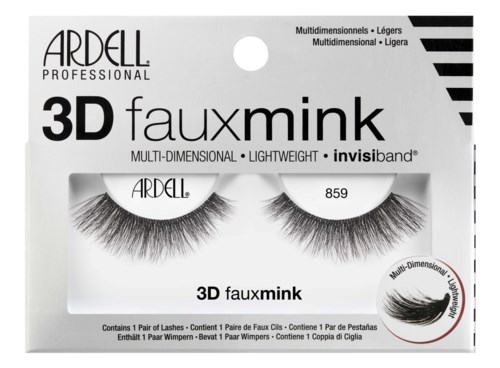 Verpakking met Ardell 3D faux mink nepwimpers, lichtgewicht en meerlagig, met zwart-wit ontwerp.