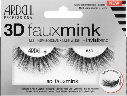 Falsche Wimpern mit mehrdimensionalem, leichtem Design im Einzelhandelspaket, mit der Bezeichnung ARDELL 3D fauxmink, Stil 853.