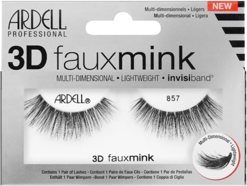 3D faux mink wimpers met een natuurlijke uitstraling, verpakt in een doos met merk- en productgegevens.