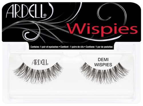 Logo en verpakking voor Ardell Wispies nepwimpers, met twee paar wimperstrips.