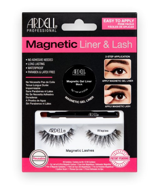 Förpackning med magnetisk eyeliner och konstläppar, lätt att applicera, håller länge, är vattentålig, återanvändbar, ingen lim krävs.