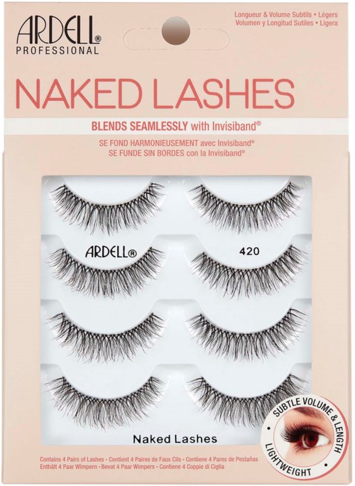 En pakke med fem par falske øyevipper merket 'Naked Lashes' med subtil volum, lett vekt og sømløs blending.