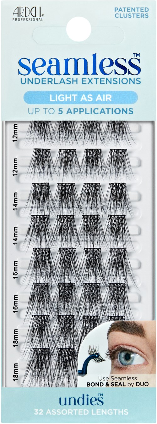 Set of eyelash extensions in different lengths, up to 8mm, for beauty enhancement.