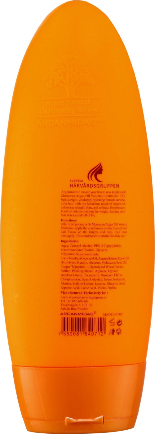 Eine lange, orange Sonnencreme-Flasche mit Logo und Text auf der Rückseite. Sie hat einen Klappverschluss an der Unterseite.