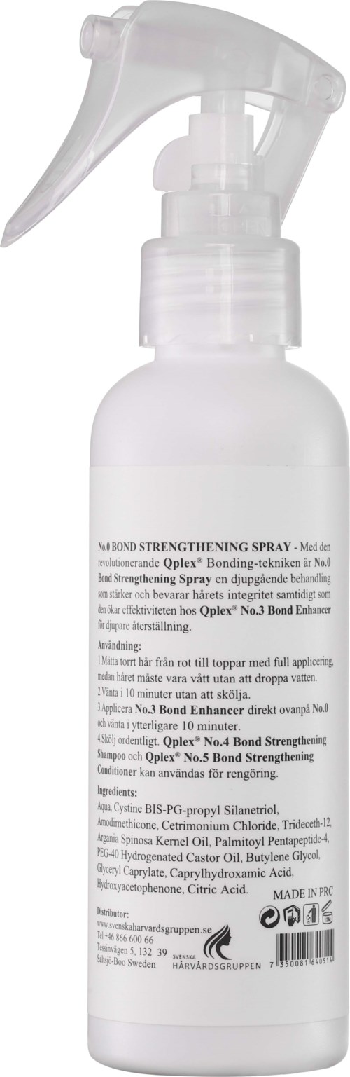 Eine weiße Sprühflasche mit Aufkleber 'NUBROND STRENGTHENING SPRAY' und detaillierten Anweisungen und Inhaltsstoffen.