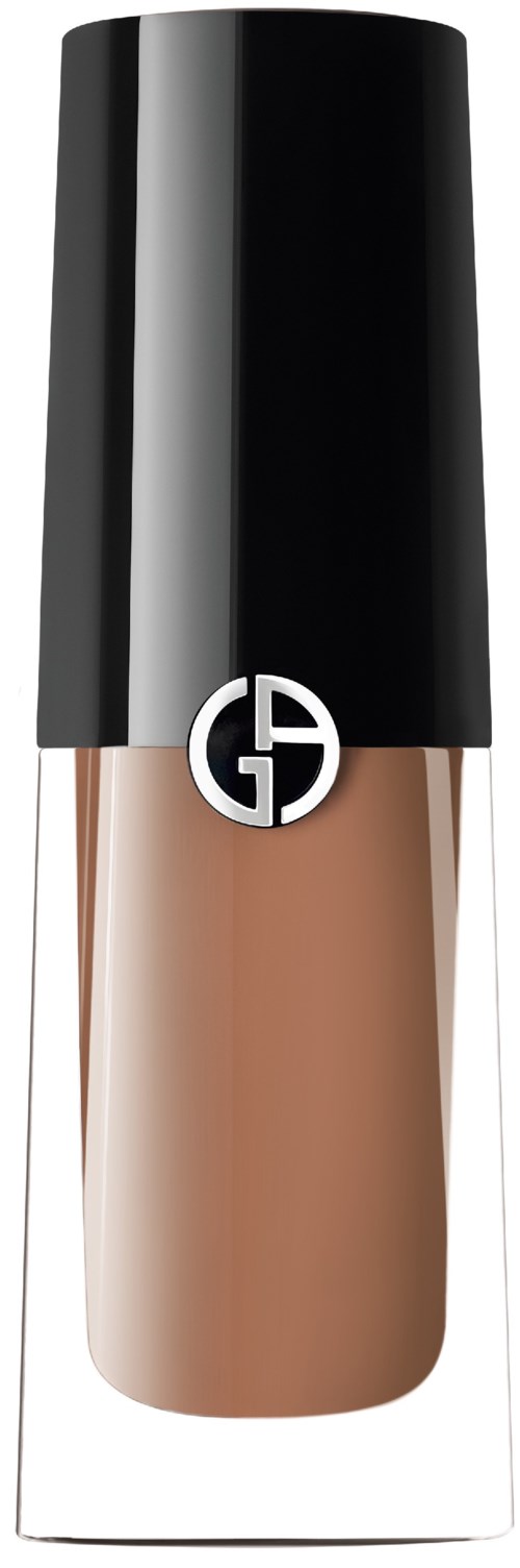 Eine zylindrische Flasche mit schwarzem Deckel und beige Flüssigkeit, Logo auf dem Deckel.