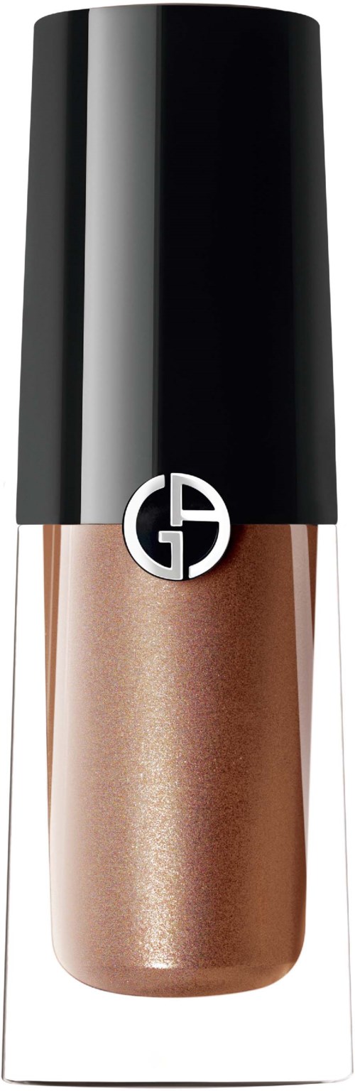 Giorgio Armani -tuotteen pullo, jossa on kultainen neste, musta korkki ja logo edessä.