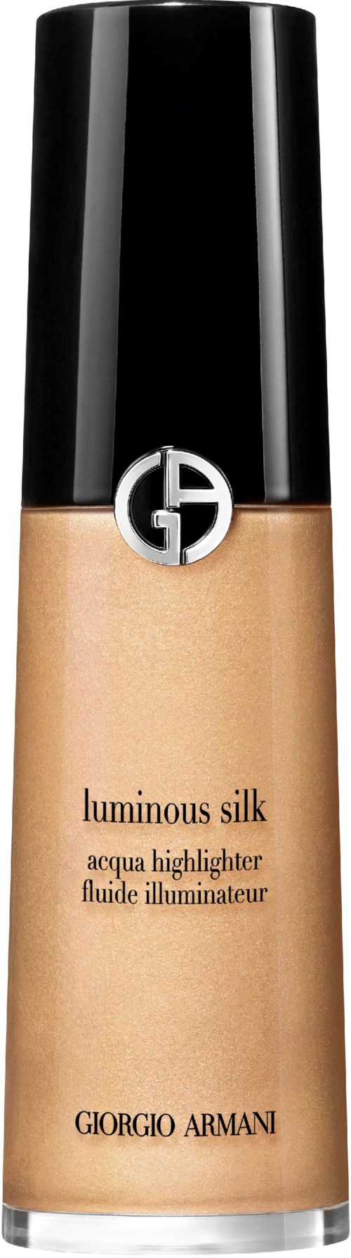 Meikkivärihehkustuubi, jossa musta kansi ja beige neste. Merkkejä ovat Giorgio Armani ja Gucci.