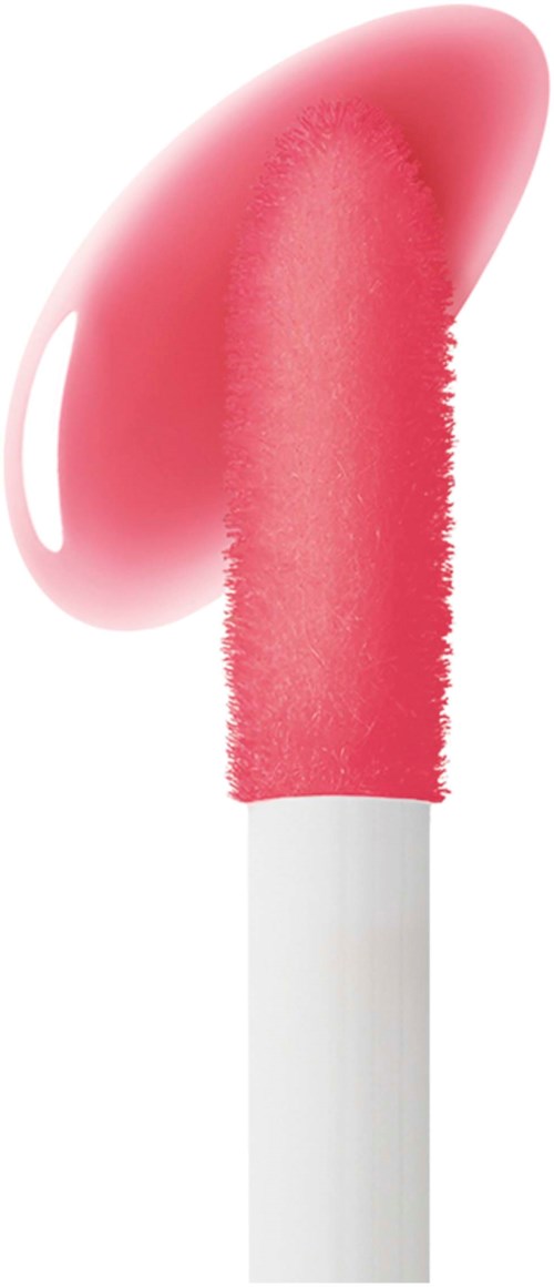 A pink lipstick with a rounded top and a white and pink base.