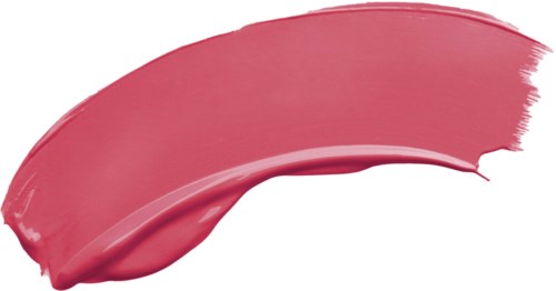 A pink lipstick smear with smooth, shiny texture on a white background.