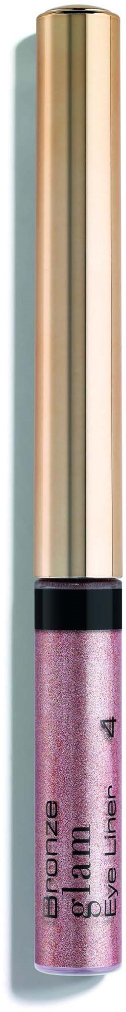 Ein glitzernder pinker Lippenstift mit goldener Kappe steht senkrecht vor einem schwarzen Hintergrund.