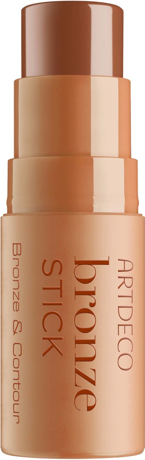 En beige pinneprodukt med brun kork och orden Bronzie Stick på förpackningen.