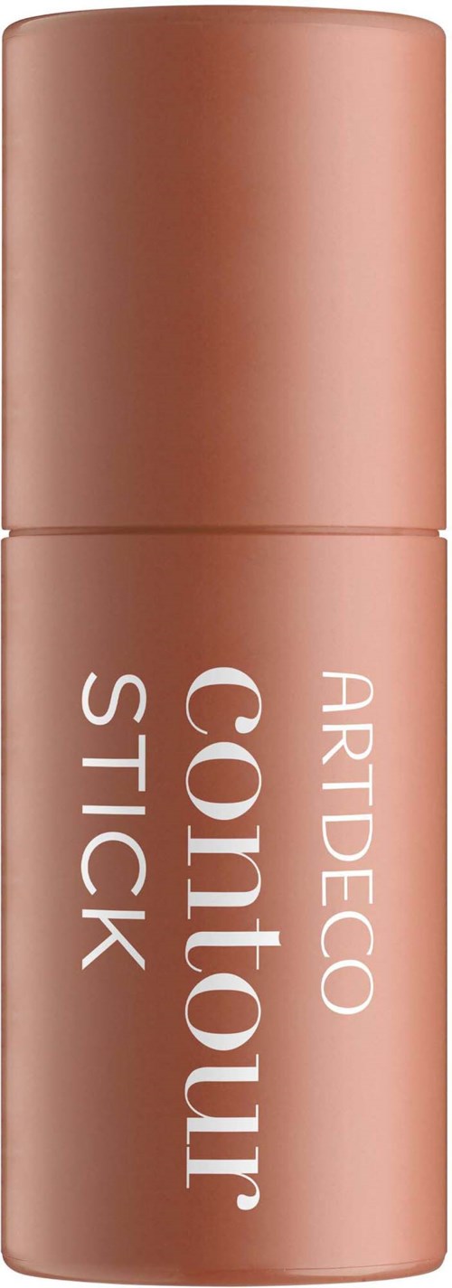 Een bruine tube met witte tekst, genaamd 'ARTIDEC Contour Stick.' Het lijkt op make-up of huidverzorgingsproduct.