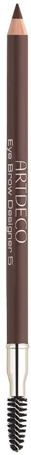 A brown eye pencil with a spiral brush at the end, labeled 'ARUDECO' and 'Designer 5'.