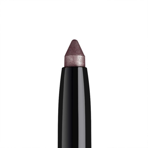 A black and silver lipstick with a purple shade. The lipstick is upright on a white background.