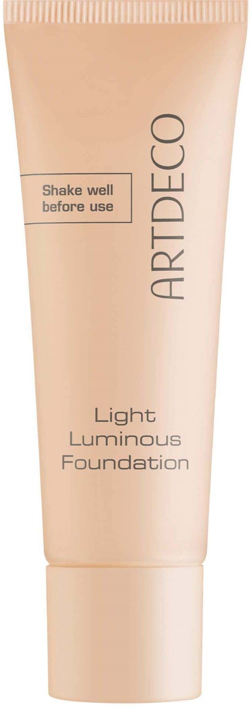 Light luminous foundation in a beige tube with instructions to shake before use.