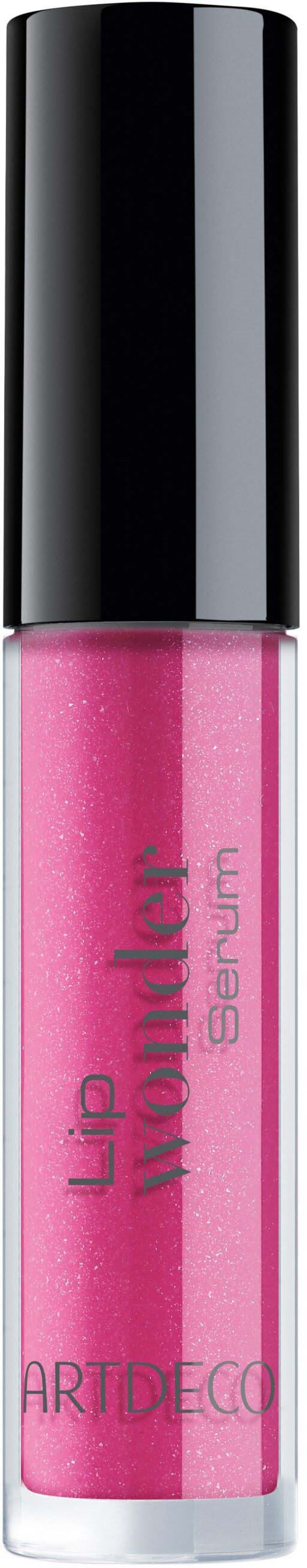 Ein Tube mit pinkem Lippenstift und schwarzem Deckel, beschriftet "Lip Waterproof Berlin" von Artdeco.