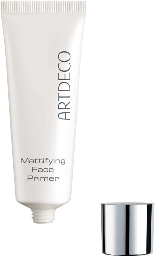 Witte tube met zilveren dop, gelabeld 'ARTDECO Mattifying Face Primer'.