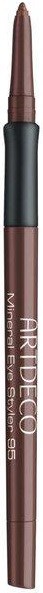 Braune Augenbrauenstift mit Pinselspitze, beschriftet 'ARIDI CO MINERAL EYESHADOW'.
