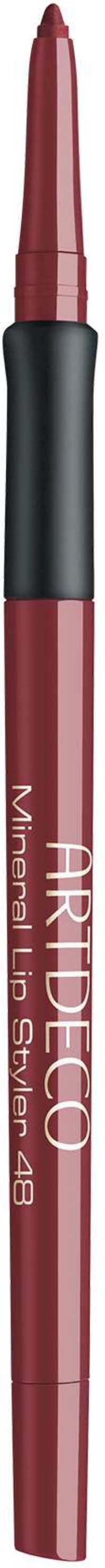 Ein roter Lipliner mit schwarzem Griff, beschriftet 'ARTDECO' und 'Mini Lip Liner'.