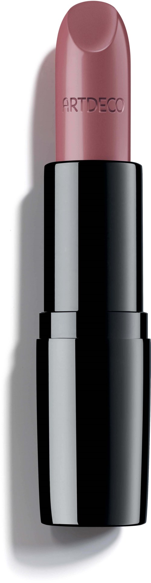 Roze lipstick in een zwart koker met merk op de lipstick.