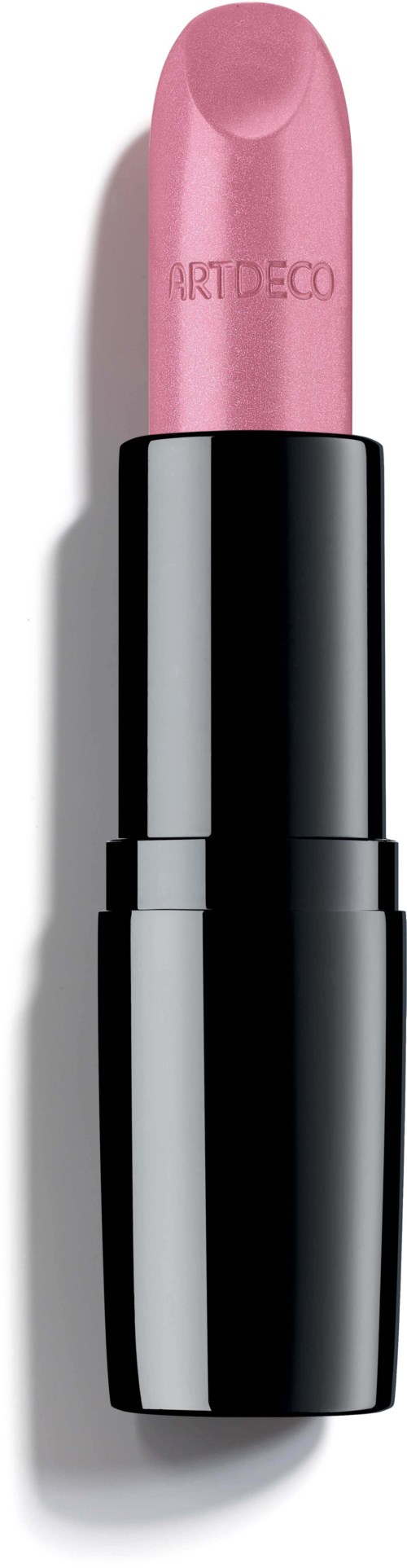 Rosa Lippenstift in Schwarz und Silber mit 'ART DECO'-Text.