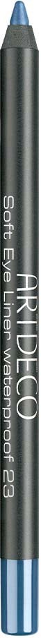 A black pen with blue tip and light blue bottom, labeled 'ART IDO Soft Eye' and 'Waterproof'.