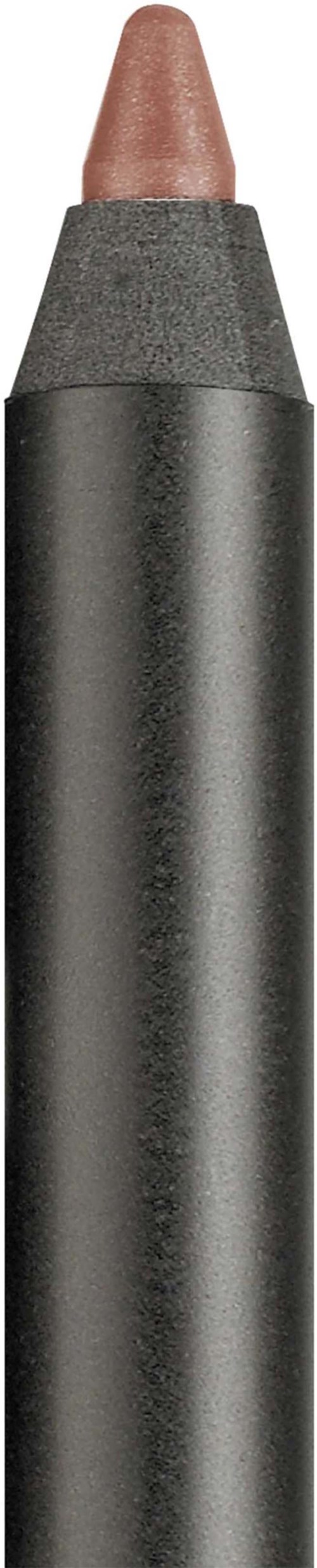 Ein Make-up-Stift mit brauner Spitze und schwarzem Körper, vermutlich ein Eyeliner oder Lippenprodukt.