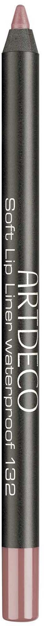 Huultenrajauskynä mustassa kynässä, jossa vaaleanpunainen pää, merkki Artdeco Soft Lip Liner Waterproof 132.