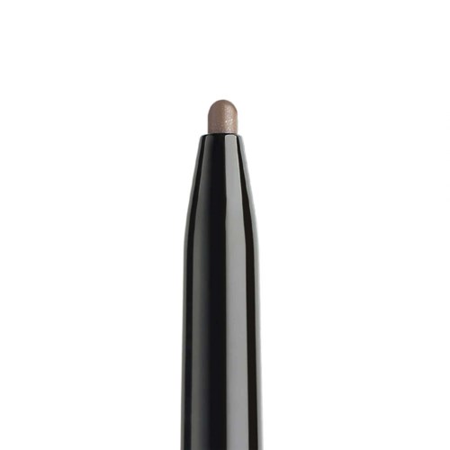 Een zwarte pen met een beige punt op een witte achtergrond.