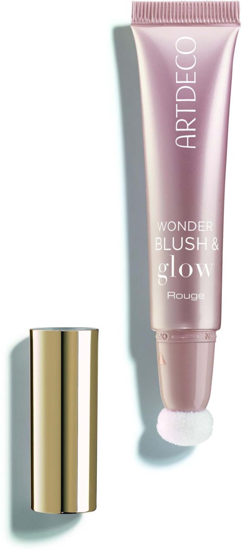 Eine rosa Tube mit weißen Text und goldenem Deckel, wahrscheinlich ein Kosmetikprodukt für Glanz und Rouge.