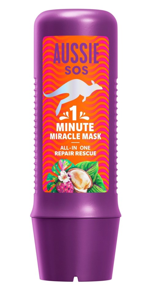 A purple lip balm tube with bright colorful packaging and a kangaroo logo, promoting quick repair and rescue.