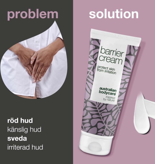 Illustration showing skin problems on one side and barrier cream on the other for protection and relief.