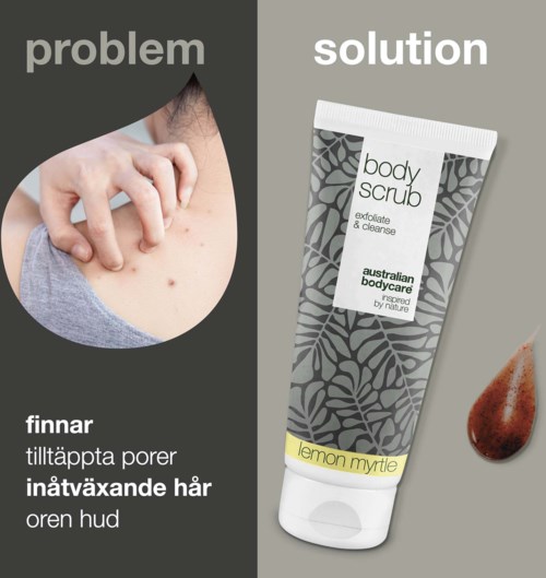En kroppsskrubb som hjälper till att rengöra och exfoliera huden, mot problem som igentäppta porer och fet hud.