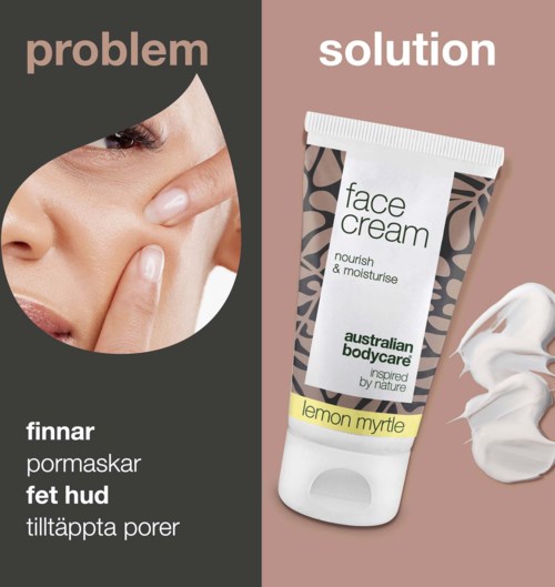 Problem med porer och rodnad, lösningen är närande ansiktskräm med doft av citronmyrte.