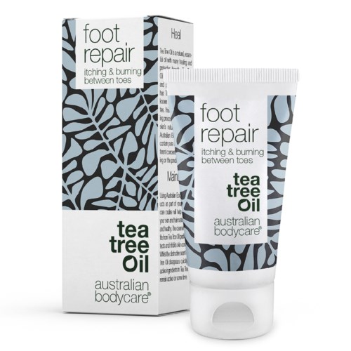Fußpflegecreme gegen Juckreiz und Brennen zwischen Zehen mit Teebaumöl. Australian Bodycare.