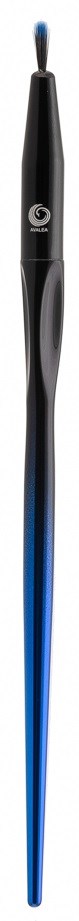 A long black and blue device, tapered at the end, with a button near the top.