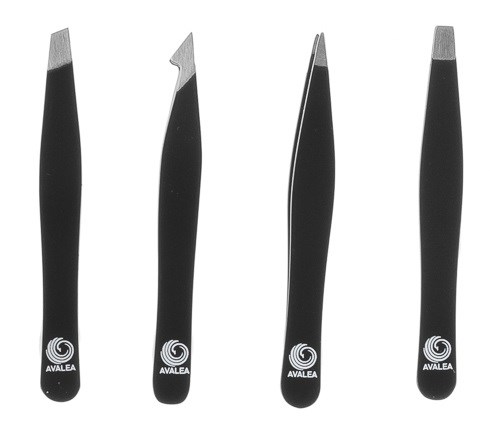 Four black carving tools with metal tips and the Avalea logo, arranged in a row.