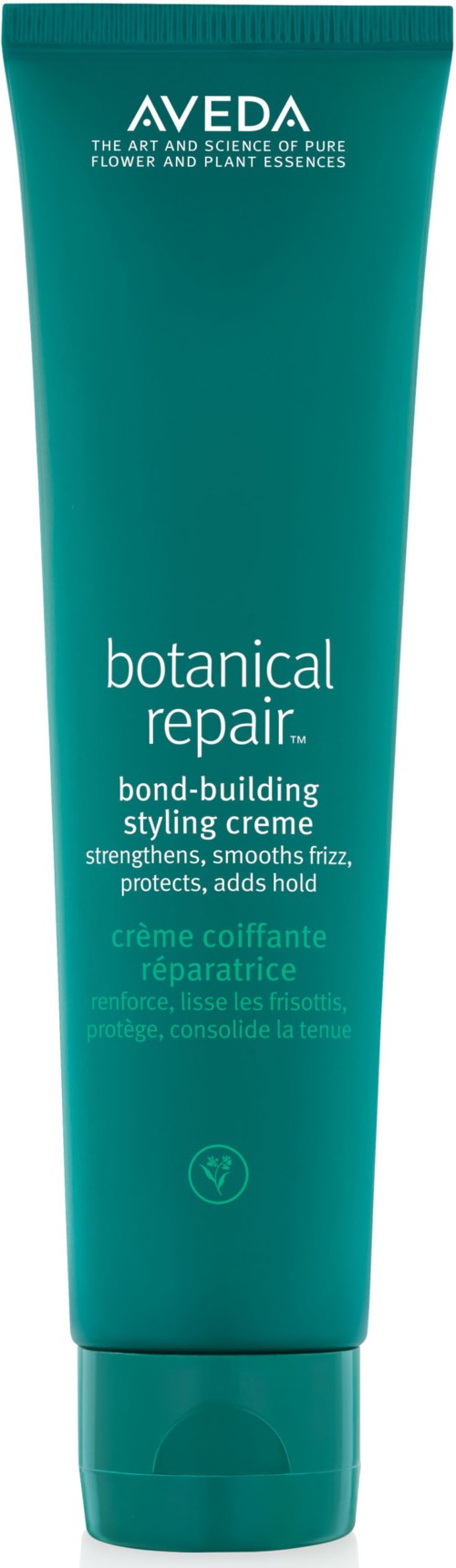 Eine türkisfarbene Tube mit 'Aveda Botanical Repair' Aufdruck. Es ist ein Styling-Cremé für Haare, das stärkt und schützt.