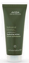 Green tube of Aveda botanical kinetics hydrating lotion with white cap at the bottom.