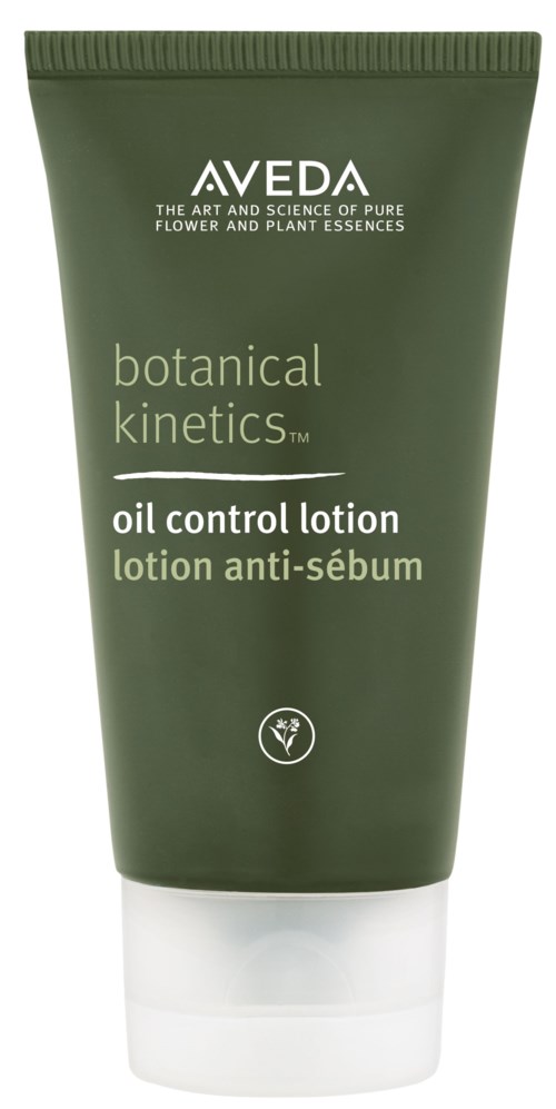 Grüne Tube mit Aveda Ölkontroll-Lotion mit weißem Text auf der Vorderseite.