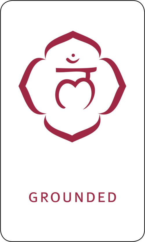 Ein einfache Logo mit einem Lächelnden Gesicht, offener Hand und dem Wort Grounded.