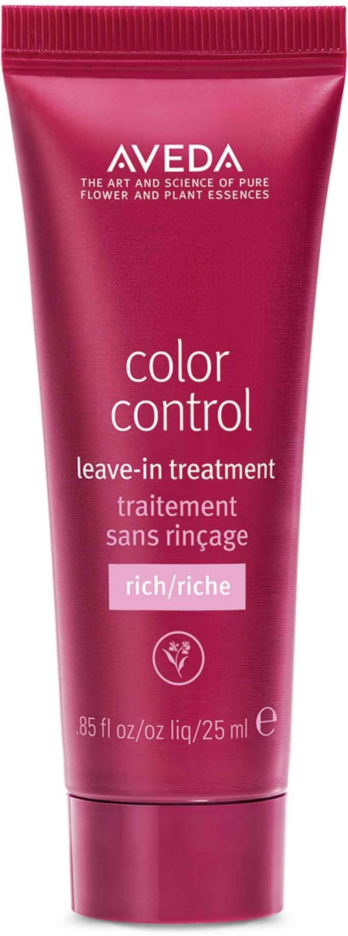Eine Tube Aveda Color Control Leave-in-Behandlung für kräftiges, gefärbtes Haar in Rosa. Es sind 25 ml.