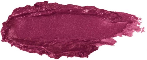 En fläck av klar rosa läppstift, som visar glansig och texturerad yta, på svart bakgrund.