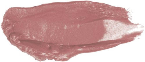Een vlek roze/bruin make-up of lippenstift op een witte achtergrond.