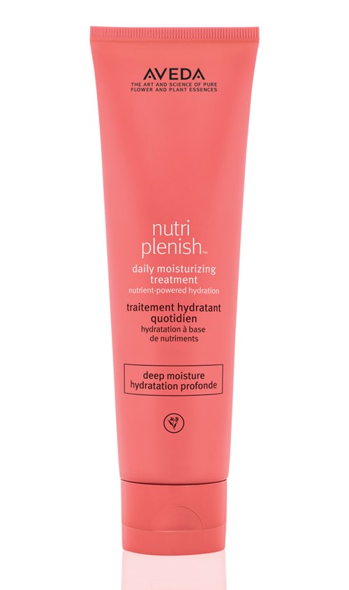 Eine pinke Tube Aveda Nutri Plenish Tagesfeuchtigkeitsbehandlung. Bietet tiefe Hydratation für die Haut.